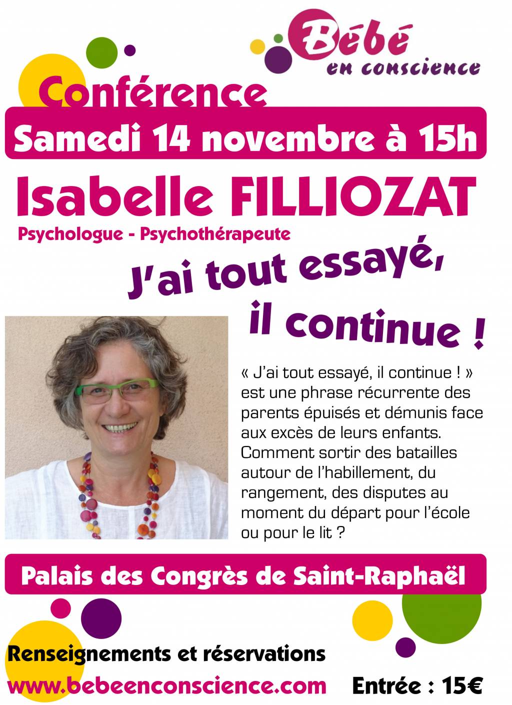 Affiche Conférence Isabelle Filliozat 2015