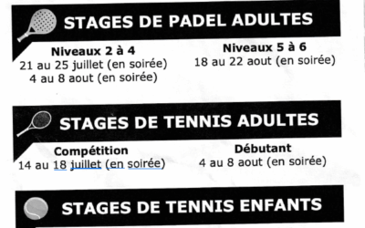 Eté 2025 – Stage Tennis et Padel