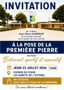 23/07/2026 – Pose de la première pierre du bâtiment sportif du stade
