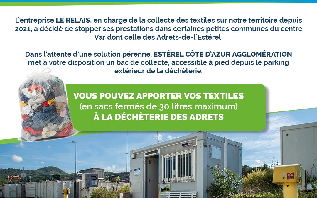 Collecte textile, bac à la déchèterie