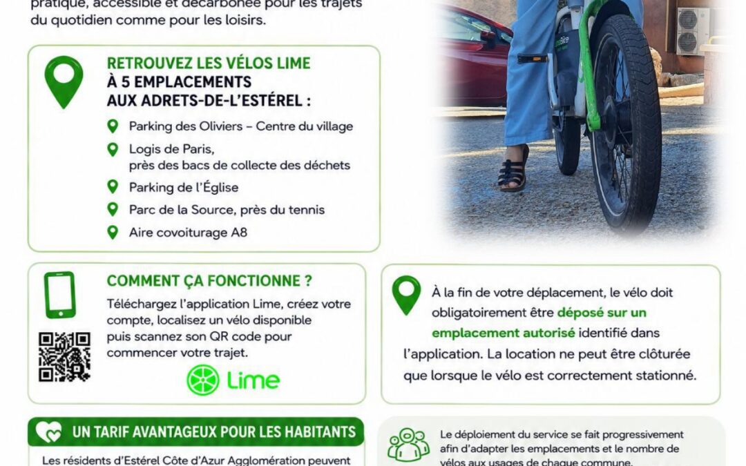 Les vélos électriques Lime aux Adrets-de-l&rsquo;Estérel !